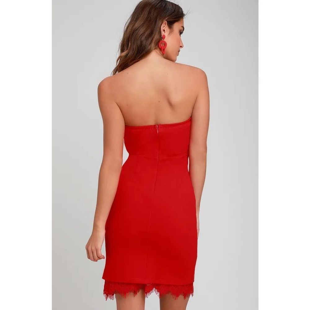 Lulu’s NWT Mateo Red Lace Strapless Bodycon Dress - Picture 3 of 14
